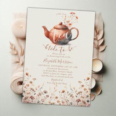 Terracotta Wildflowers Modern Bridal Tea Shower Invitations