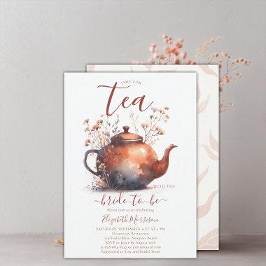Terracotta Wildflowers Rustic Bridal Tea Shower Invitations