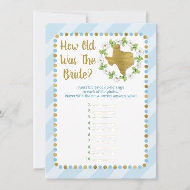 Texas Blue How Old Was The Bride Shower Game