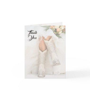 Texas Bride in Rhinestone Boots Bridal Shower Thank You Invitations