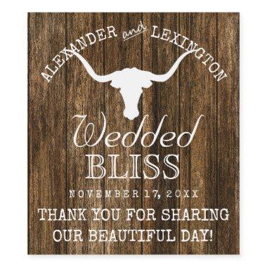 Texas Longhorn Rustic Country Ranch Wedding Wine Label