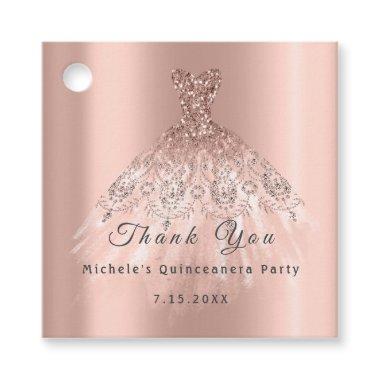 Than You Bridal 16th Quinceanera Gold Rose Favor Tags