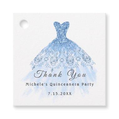 Than You Bridal 16th Quinceanera Party Blue Pastel Favor Tags