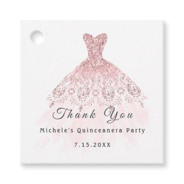 Than You Bridal 16th Quinceanera Party Pink Rose Favor Tags
