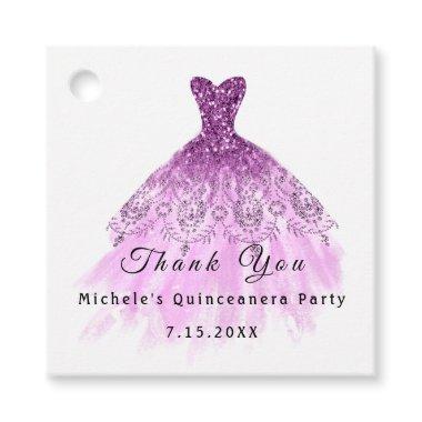 Than You Bridal 16th Quinceanera Party Purple Favor Tags