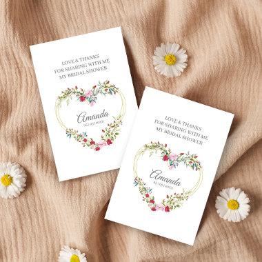 Thank Floral Heart for Bridal Shower Name & Quote Business Invitations