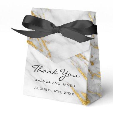 Thank Name Date Gold Gray Marble Favor Gift Favor Boxes