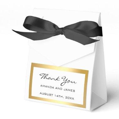 Thank Name Date White Gold Frame Minimal FavorGift Favor Boxes