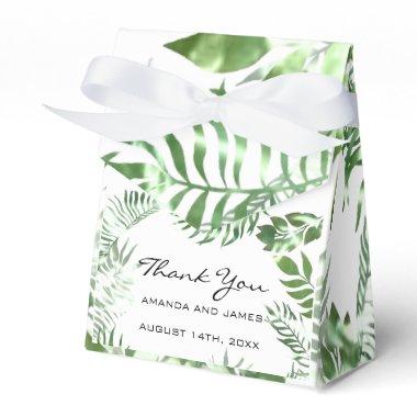 Thank Name Date White Tropic Monstera Favor Gift Favor Boxes