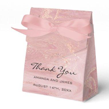 Thank Name Rose Gold Blush Pink Marble Favor Gift Favor Boxes
