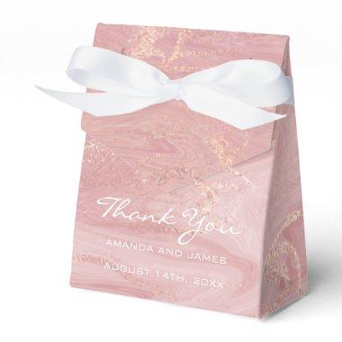 Thank Name Rose Gold Blush Pink Marble Favor Gift Favor Boxes