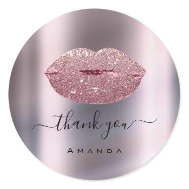 Thank Name Sweet16th Glitter Rose Bridal Shower Classic Round Sticker