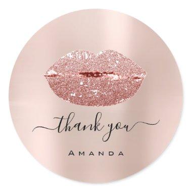 Thank Name Sweet16th Pink Rose Bridal Shower Classic Round Sticker