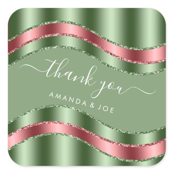 Thank Name Sweet 16th Bridal Shower Mint Green Square Sticker