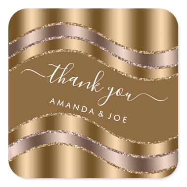 Thank Name Sweet 16th Bridal Shower Rose Gold Square Sticker