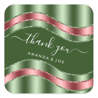 Thank Name Sweet 16th Bridal Shower Sage Green Square Sticker