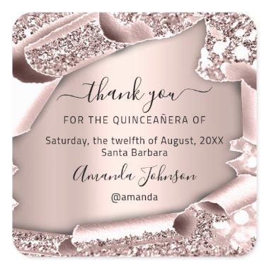 Thank QUINCEAÑERA Sweet 16th Rose Square Sticker