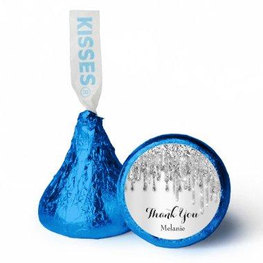 Thank Silver Blue Drips Sweet 16th Bridal Shower Hershey®'s Kisses®