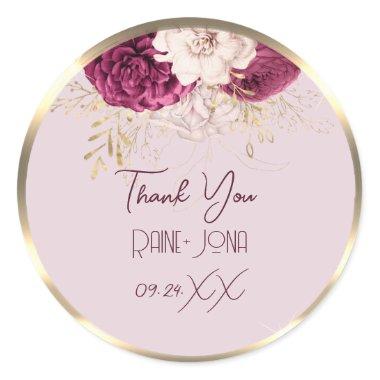 Thank Wedding Favor Bridal Sweet 16th Frame Pink Classic Round Sticker