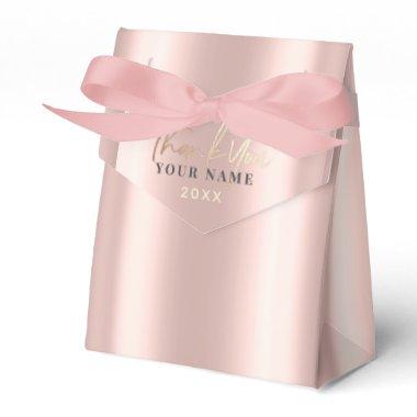 Thank You 16th Bridal Rose Gold Pink Sleek Chic Favor Boxes