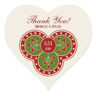 Thank you Antique Victorian flower ornament CC1017 Heart Sticker
