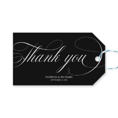 Thank You - Black And White Wedding Favor Tags