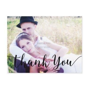 Thank You Black Script Type Photo PostInvitations