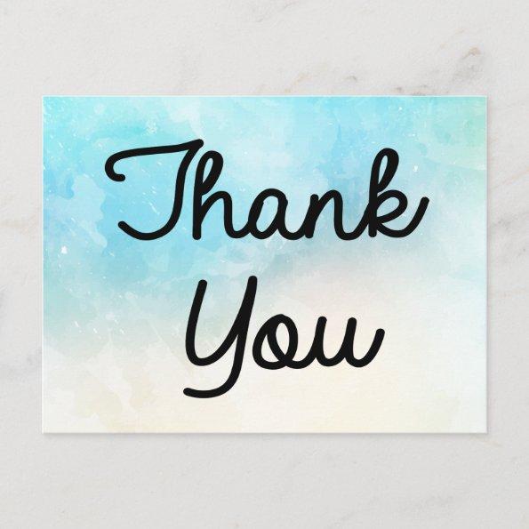 Thank You Blue, Turquoise And Purple Watercolor PostInvitations
