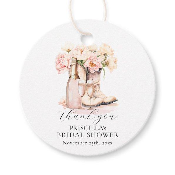 Thank you Boots Bubbly Western Peony  Favor Tags