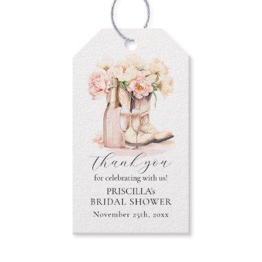 Thank you Boots Bubbly Western Peony BRIDAL SHOWER Gift Tags