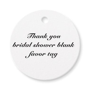 Thank you bridal shower blank favor tag