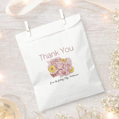 Thank You Bridal Shower Outlined Bouquet Artwork Favor Bag