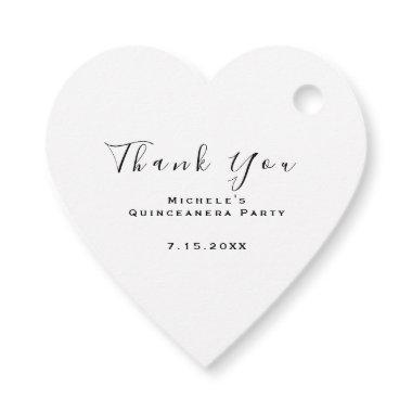 Thank You  Sweet 16th White Heart Favor Tags