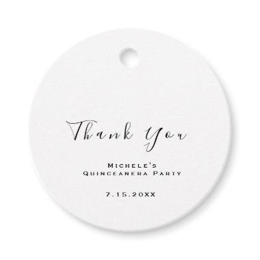Thank You  Sweet 16th White Simply Favor Tags