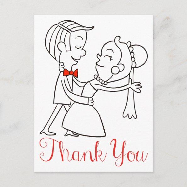 Thank You Bride And Groom Black And White Wedding PostInvitations