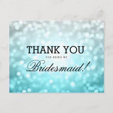 Thank You Bridesmaid Beach Ombre Glitter Lights PostInvitations