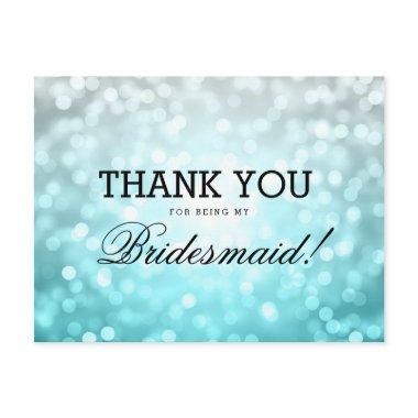 Thank You Bridesmaid Beach Ombre Glitter Lights PostInvitations