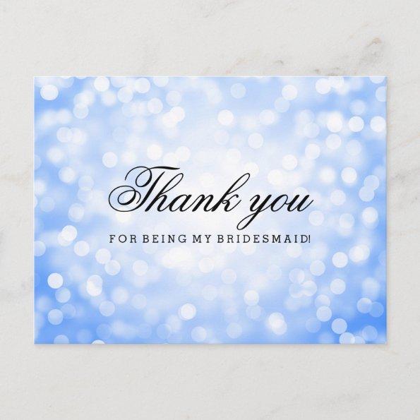 Thank You Bridesmaid Blue Glitter Lights PostInvitations