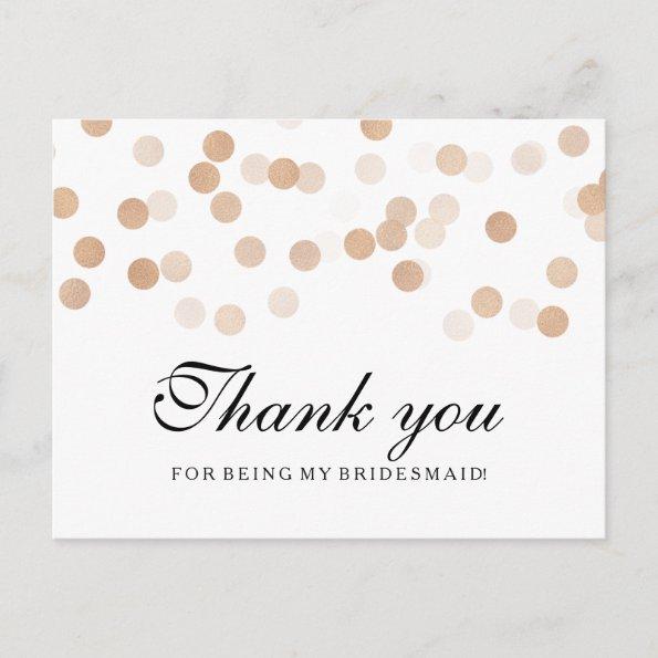 Thank You Bridesmaid Copper Foil Glitter Lights PostInvitations