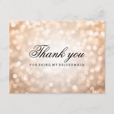 Thank You Bridesmaid Copper Glitter Lights PostInvitations