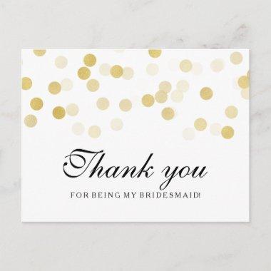 Thank You Bridesmaid Faux Gold Foil Glitter Lights PostInvitations