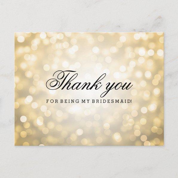 Thank You Bridesmaid Gold Glitter Lights PostInvitations