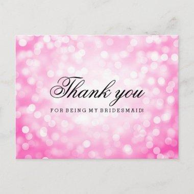 Thank You Bridesmaid Pink Glitter Lights PostInvitations