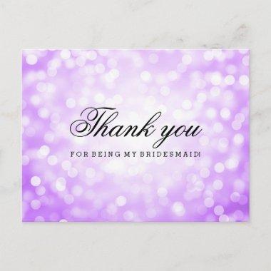 Thank You Bridesmaid Purple Glitter Lights PostInvitations