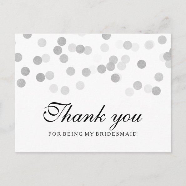 Thank You Bridesmaid Silver Foil Glitter Lights PostInvitations
