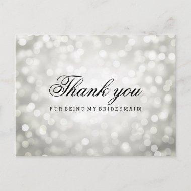 Thank You Bridesmaid Silver Glitter Lights PostInvitations