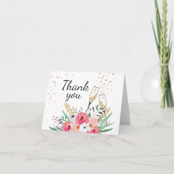 Thank you Invitations Brunch and Bubbly Champagne Floral