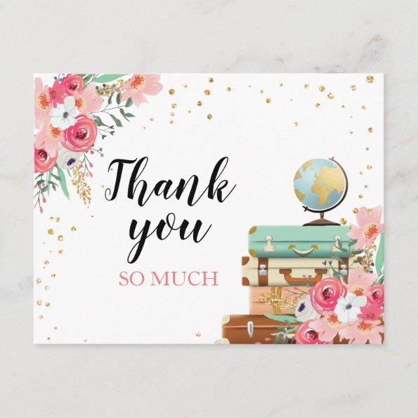 Thank you Invitations Flowers Miss to Mrs Travel Pink