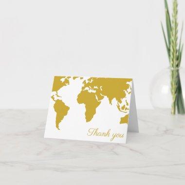Thank You Invitations - Gold World Map