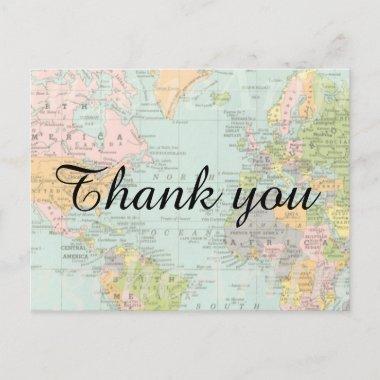 Thank You Invitations - Multicolor World Map